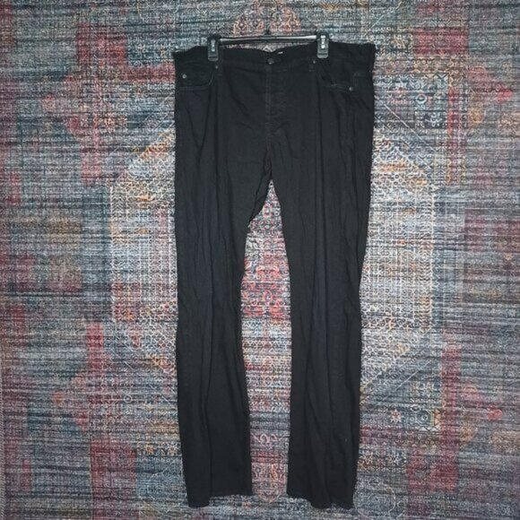 7 for all mankind mens black distressed buttonfly standard boot jeans 38x36 EUC - Picture 1 of 7